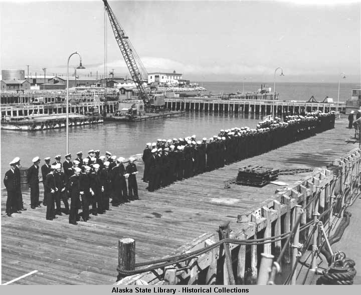 Inspection by Commander, June 27, 1944, Dutch Harbor (Alaska State Digital Archives)