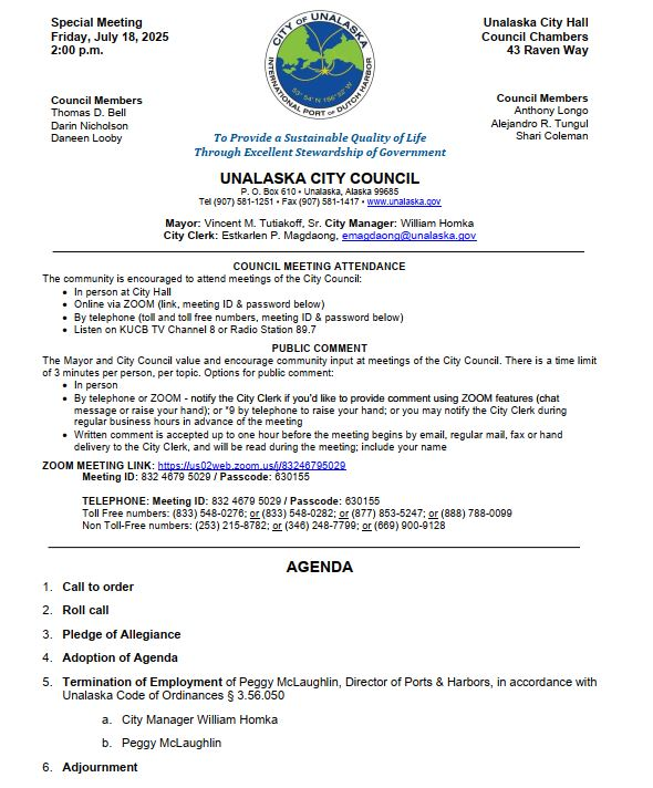 Special City Council Meeting - July 18,2025