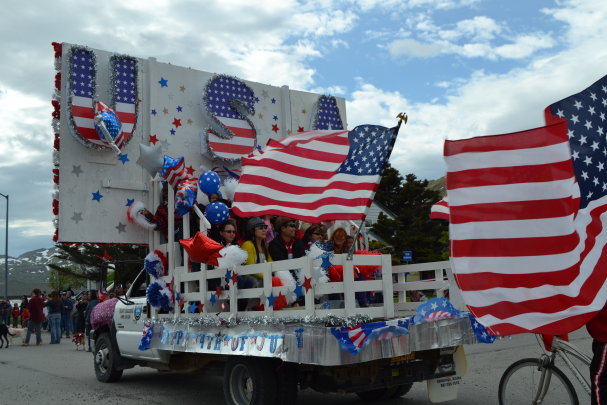 Float in the 4th of July parade.